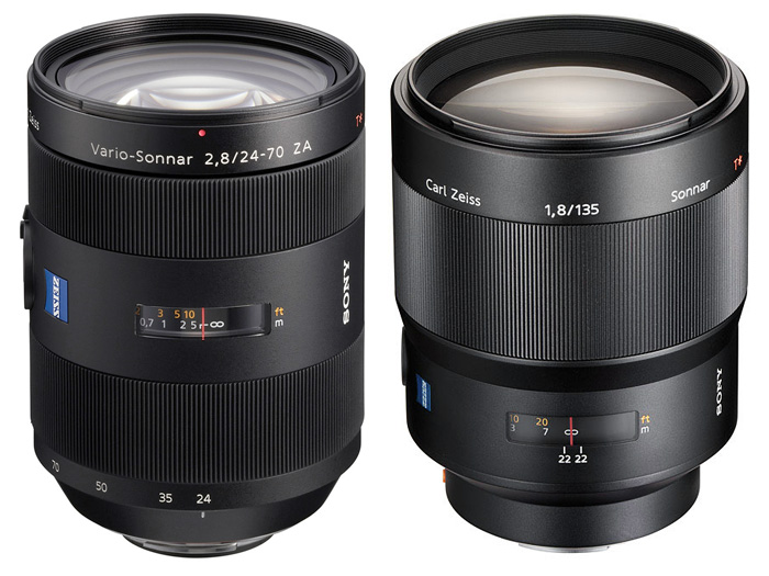 Оптика, легендарной фирмы Carl Zeiss - Sony 24-70mm F2.8 ZA SSM Carl Zeiss Vario-Sonnar T*, Sony 135mm F1.8 ZA Carl Zeiss Sonnar T*